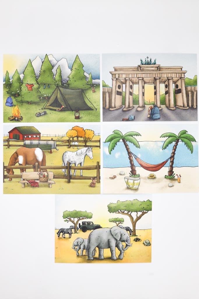 Postkartenset „Wichtel unterwegs“