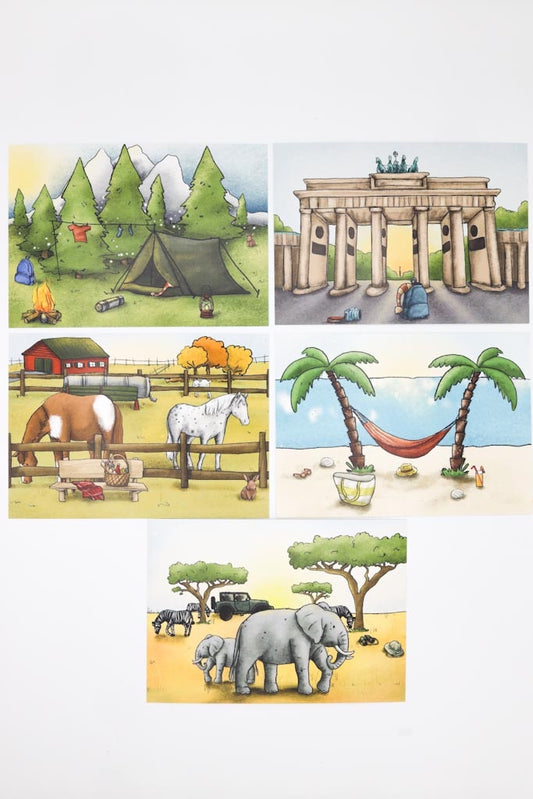 Postkartenset „Wichtel unterwegs“